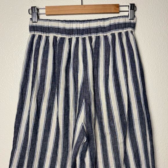 MADEWELL Pants Woman's XXS Huston Pull-On Crops in Stripe Transatlantic blue - Picture 14 of 16